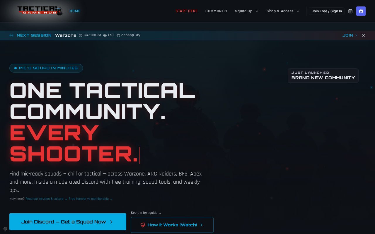 Tactical Game Hub (LIVE SITE) website