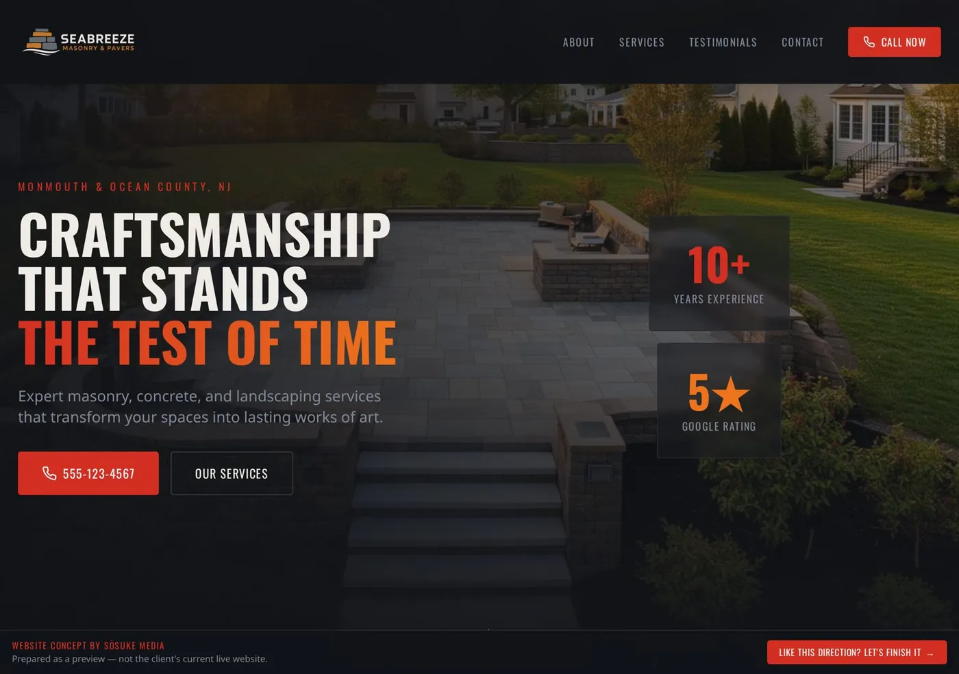 Seabreeze Masonry (DEMO with Sōsuke insights) website